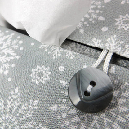 Rectangular Fabric Tissue Box Cover - Snowflakes on Grey Christmas Design