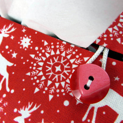 Rectangular Fabric Tissue Box Cover - Reindeer on Red Christmas Design