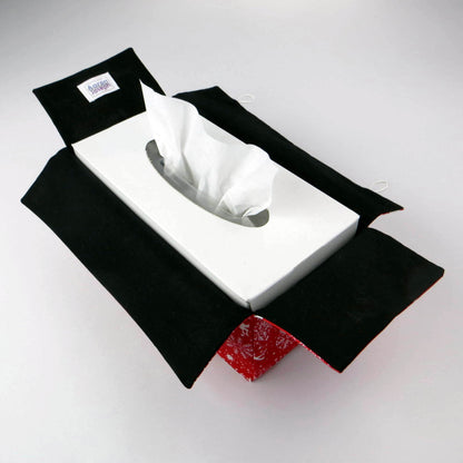 Rectangular Fabric Tissue Box Cover - Reindeer on Red Christmas Design