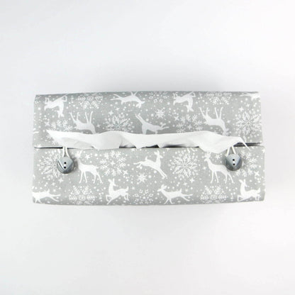 Top view of rectangular tissue box cover with buttons