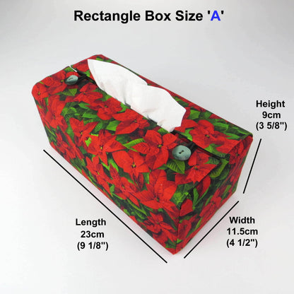 Rectangular tissue box cover with product details