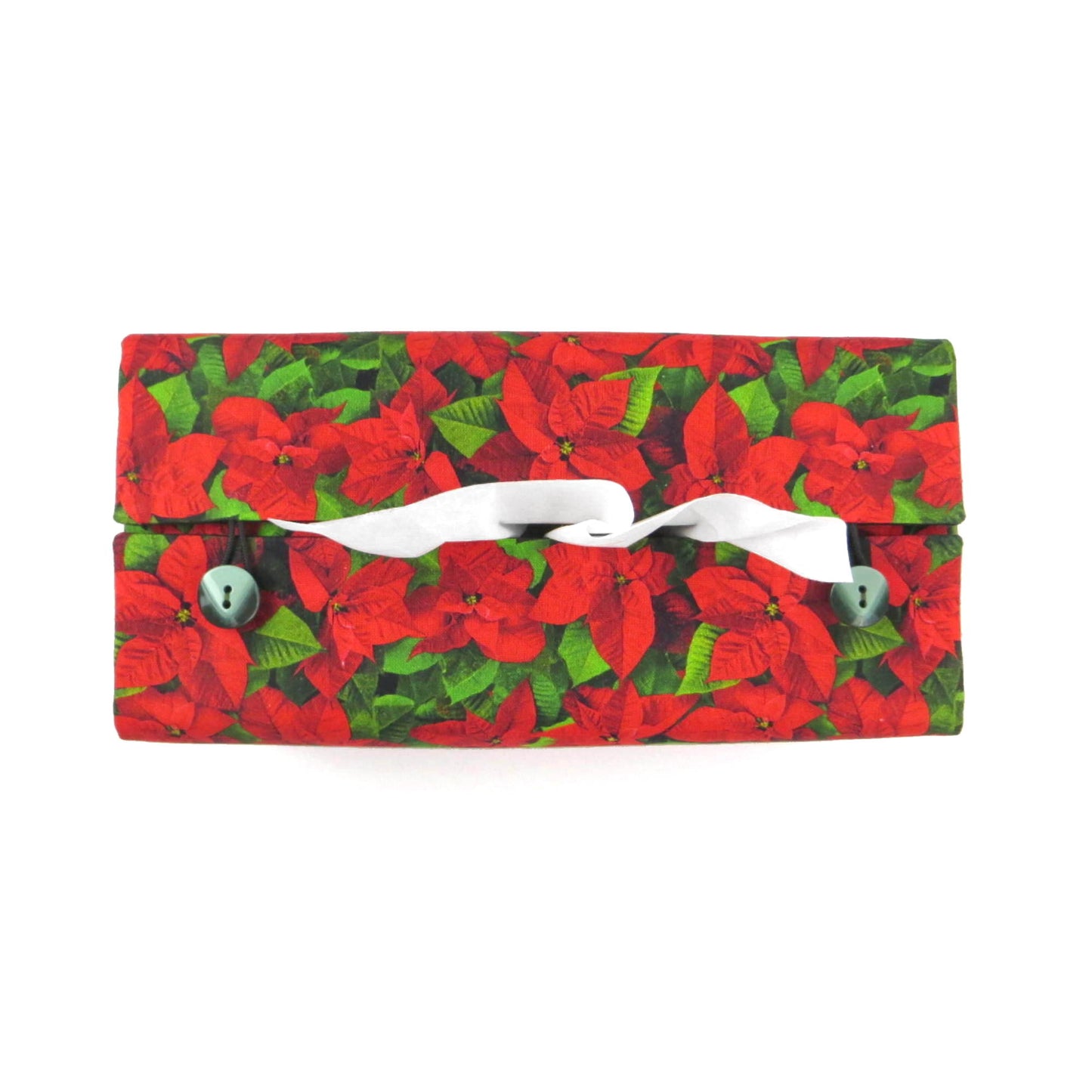 Top view of rectangular tissue box cover with buttons