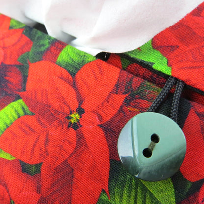 Close up view of rectangular tissue box cover with buttons