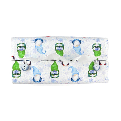Rectangular Fabric Tissue Box Cover - Gnomes and Snowflakes Christmas Design