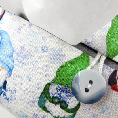 Rectangular Fabric Tissue Box Cover - Gnomes and Snowflakes Christmas Design