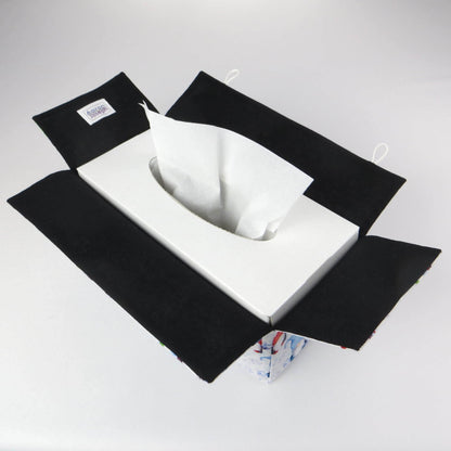 Rectangular Fabric Tissue Box Cover - Gnomes and Snowflakes Christmas Design