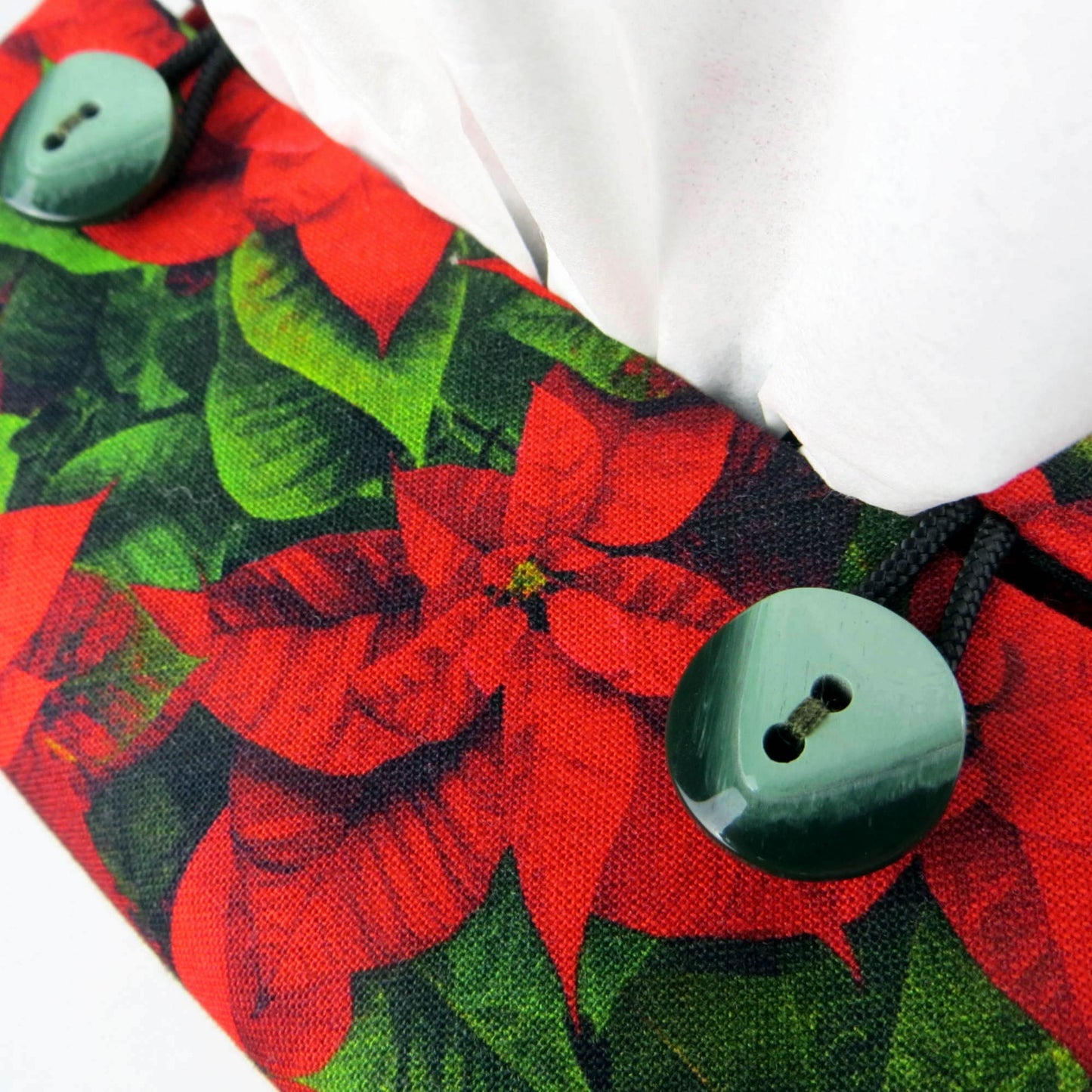 Close up of square tissue box cover with buttons