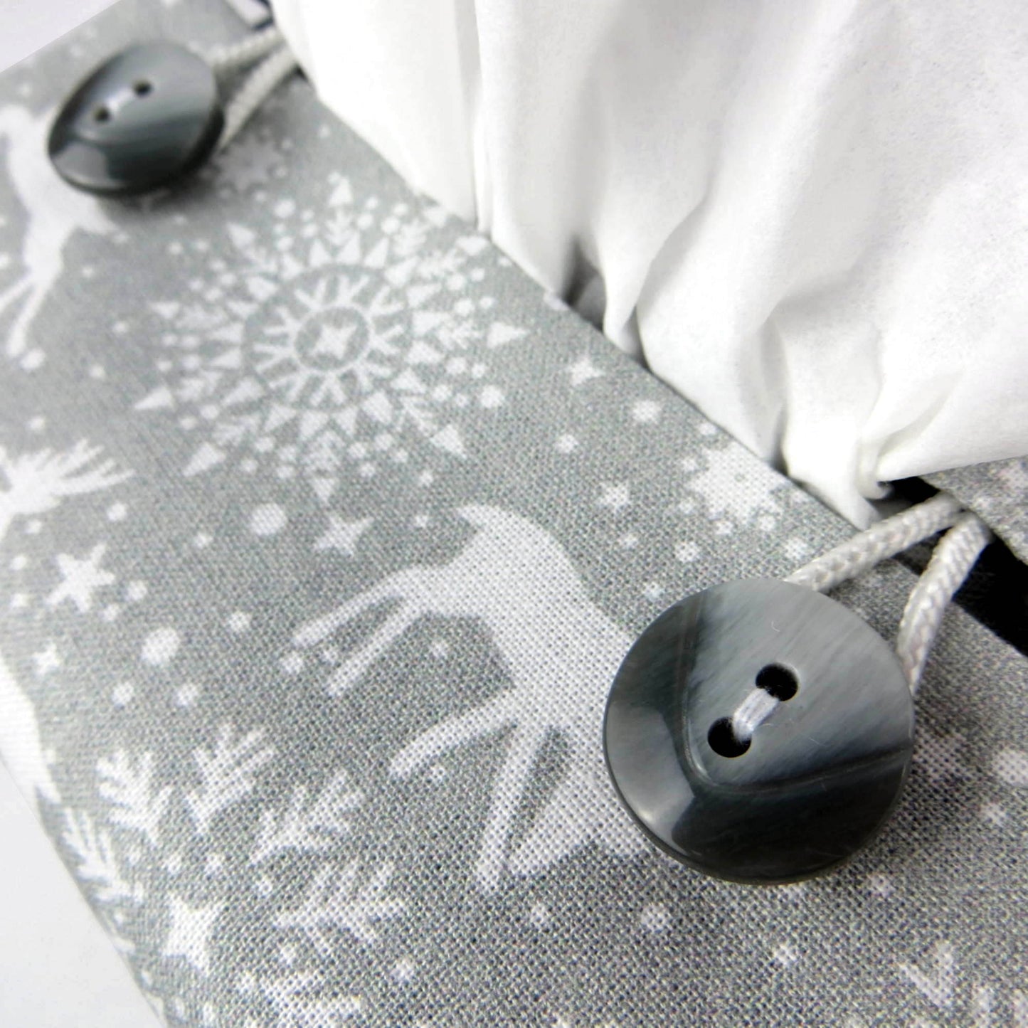 Cube Fabric Tissue Box Cover - Reindeer on Grey Christmas Design