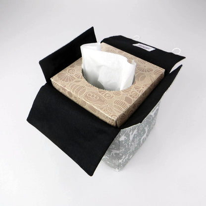 Cube Fabric Tissue Box Cover - Reindeer on Grey Christmas Design