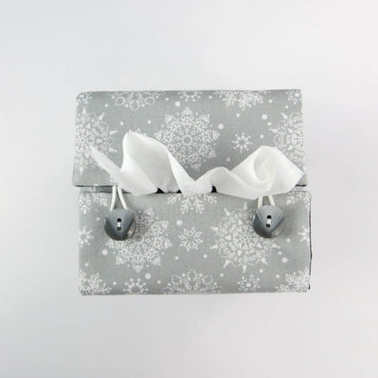 Top view of square tissue box cover with buttons