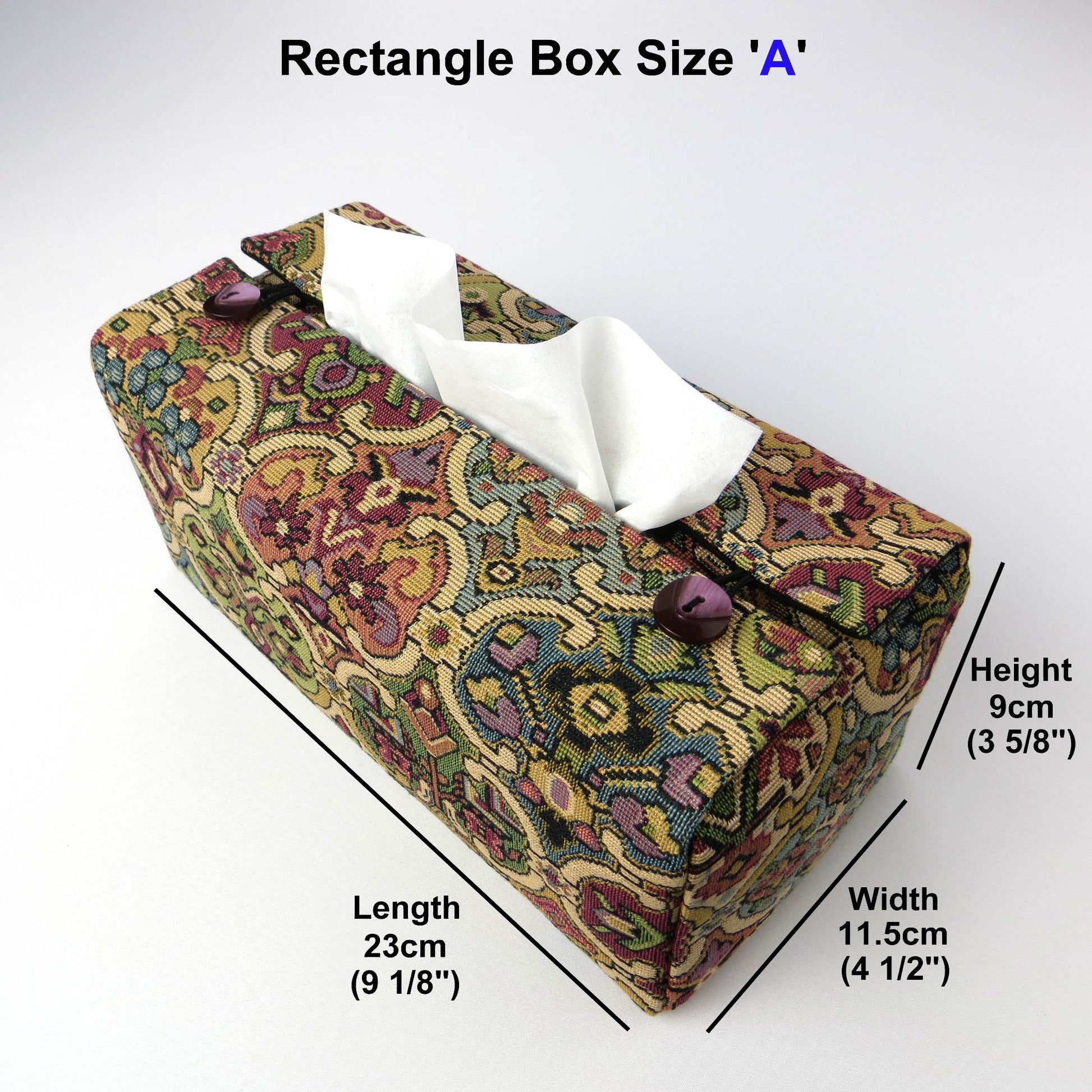 Rectangle tissue box cover with multi colour geometric pattern