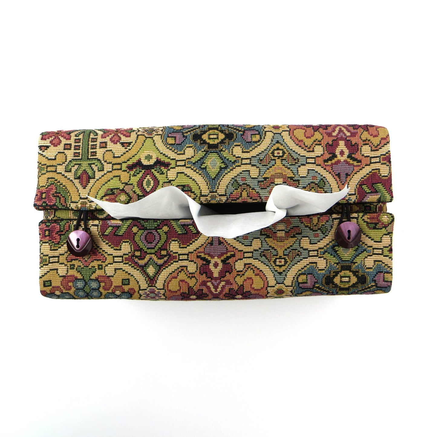 Rectangle tissue box cover with multi colour geometric pattern