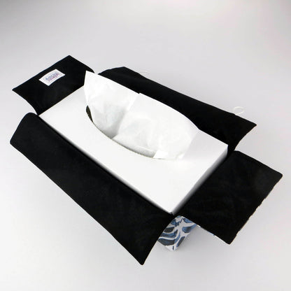 Rectangular Fabric Tissue Box Cover - Navy Watercolour Leaves