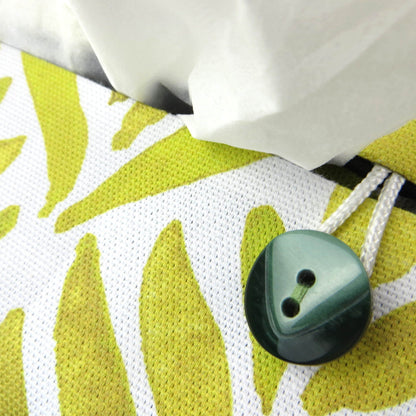 Rectangular Fabric Tissue Box Cover - Yellow Watercolour Leaves