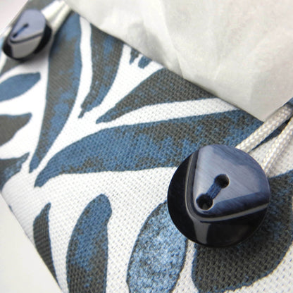 Cube Fabric Tissue Box Cover - Navy Watercolour Leaves