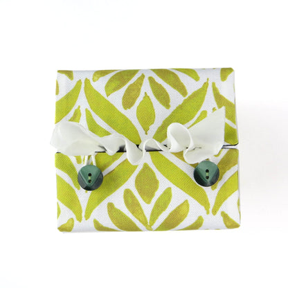 Cube Fabric Tissue Box Cover - Yellow Watercolour Leaves
