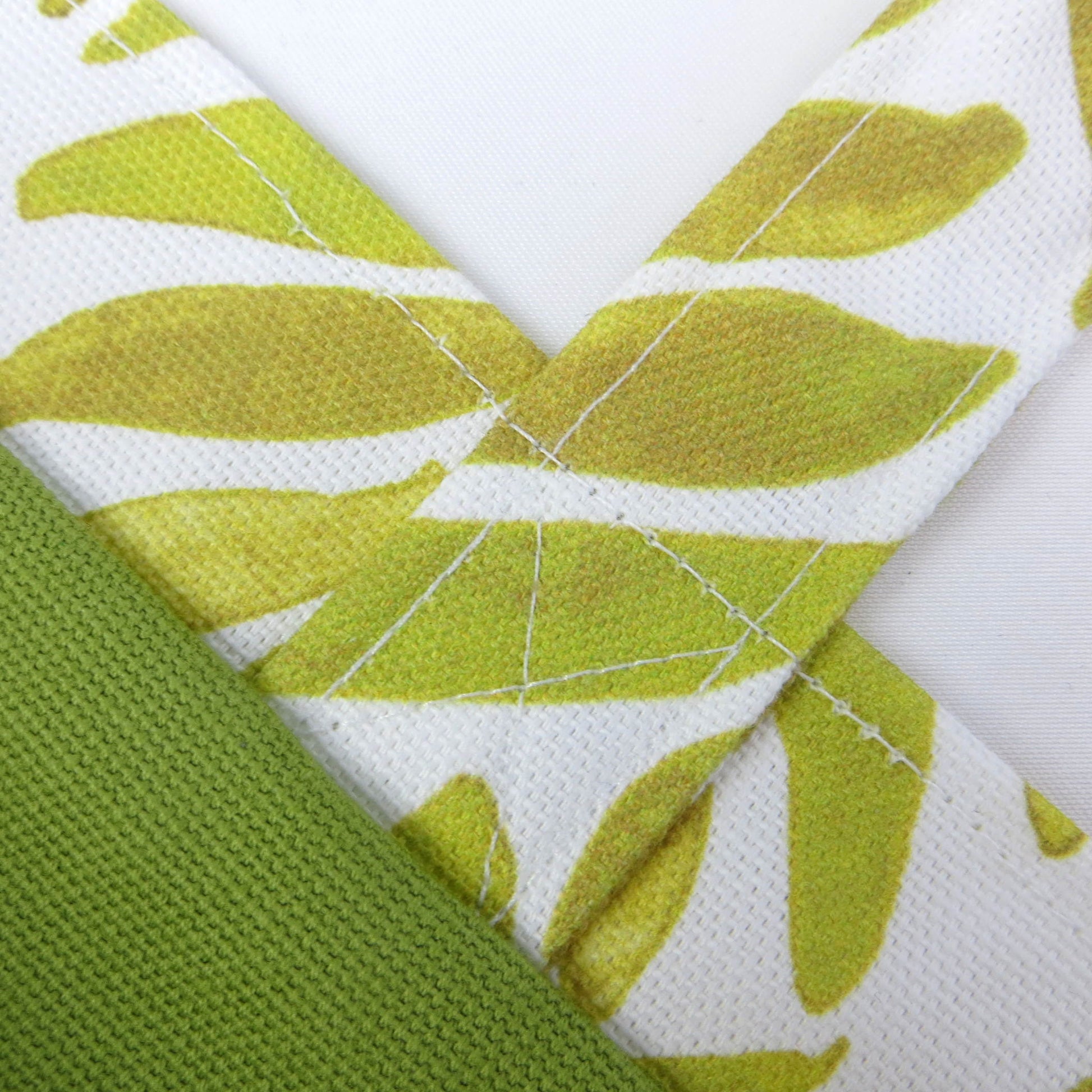 Close up view of a mini tote bag exterior and interior fabric