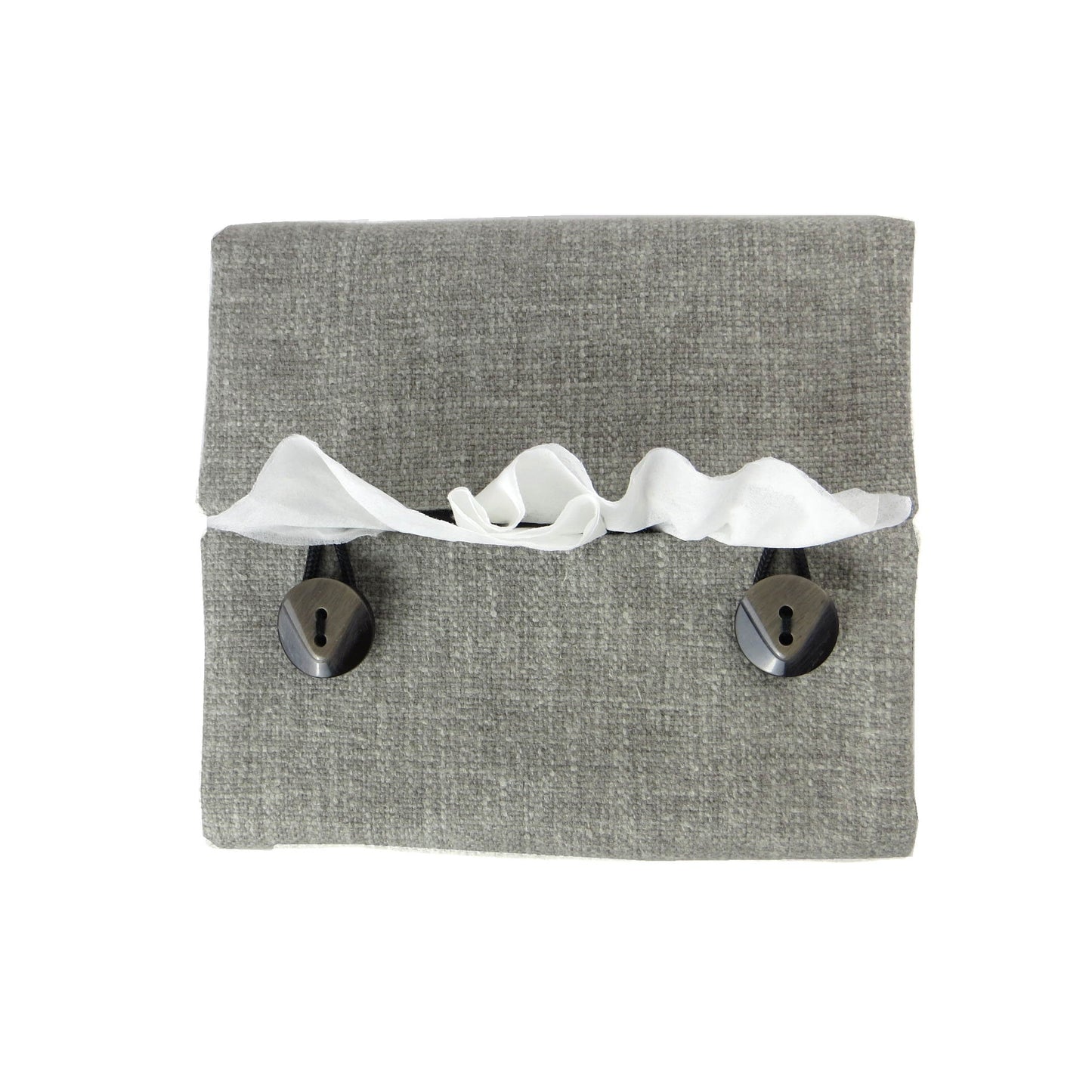 Top view of square tissue box cover with buttons