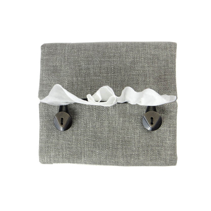Top view of square tissue box cover with buttons