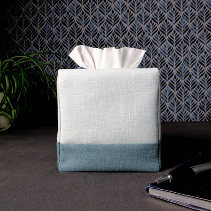 Cube Fabric Tissue Box Cover - Two Tone Blue