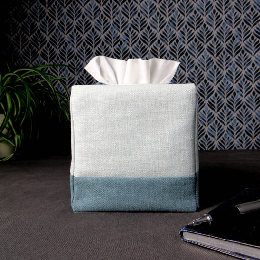 Cube Fabric Tissue Box Cover - Two Tone Blue