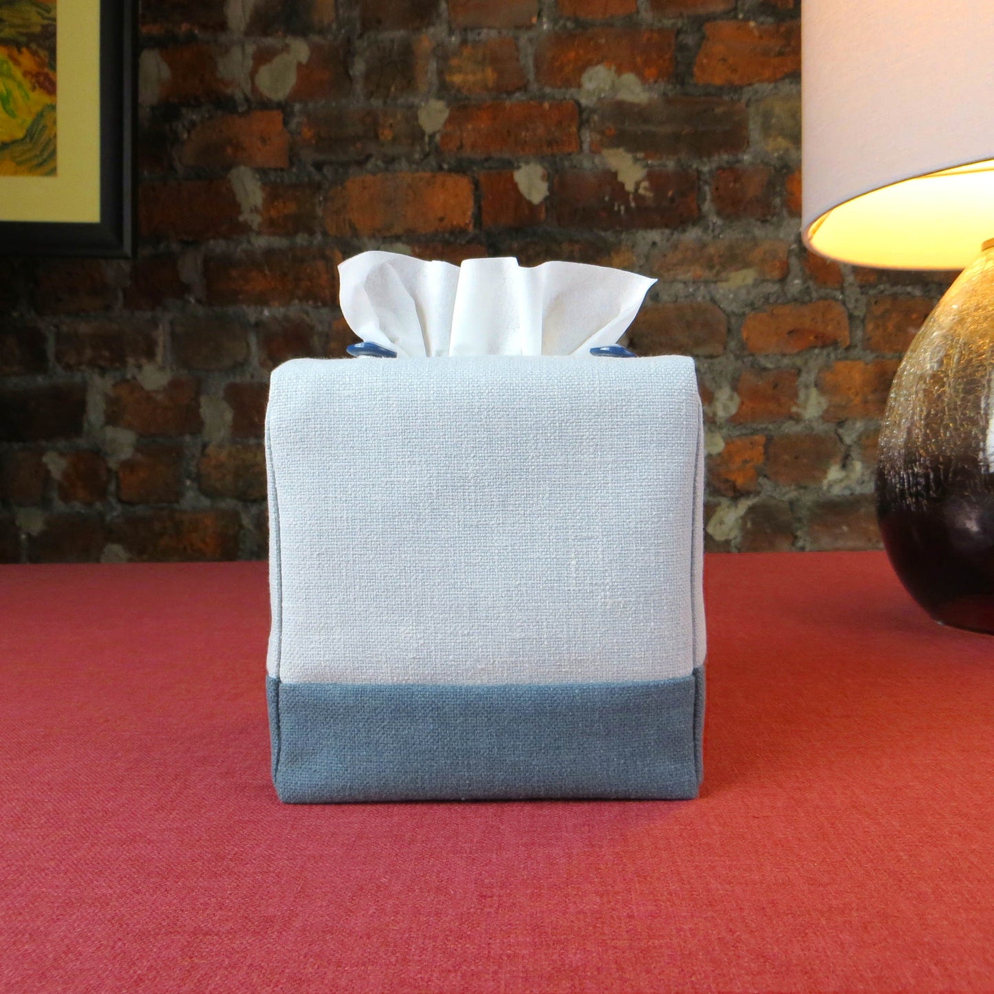 Cube Fabric Tissue Box Cover - Two Tone Blue