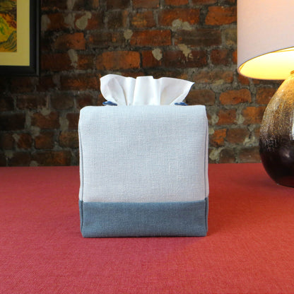Cube Fabric Tissue Box Cover - Two Tone Blue