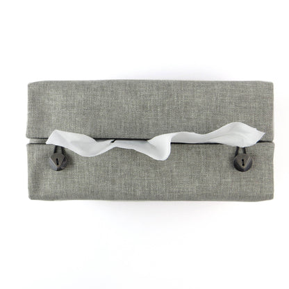 Rectangular Fabric Tissue Box Cover - Two Tone Taupe and Burgundy