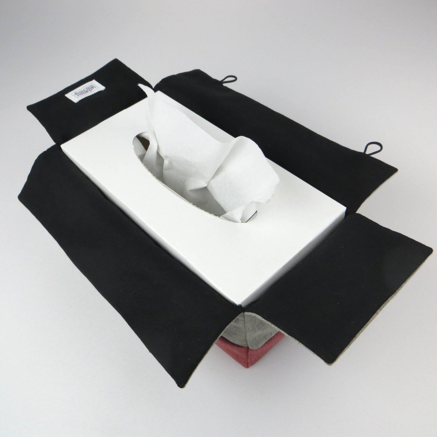 Rectangular Fabric Tissue Box Cover - Two Tone Taupe and Burgundy