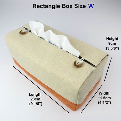 Rectangle tissue box cover with sand colour top and orange base