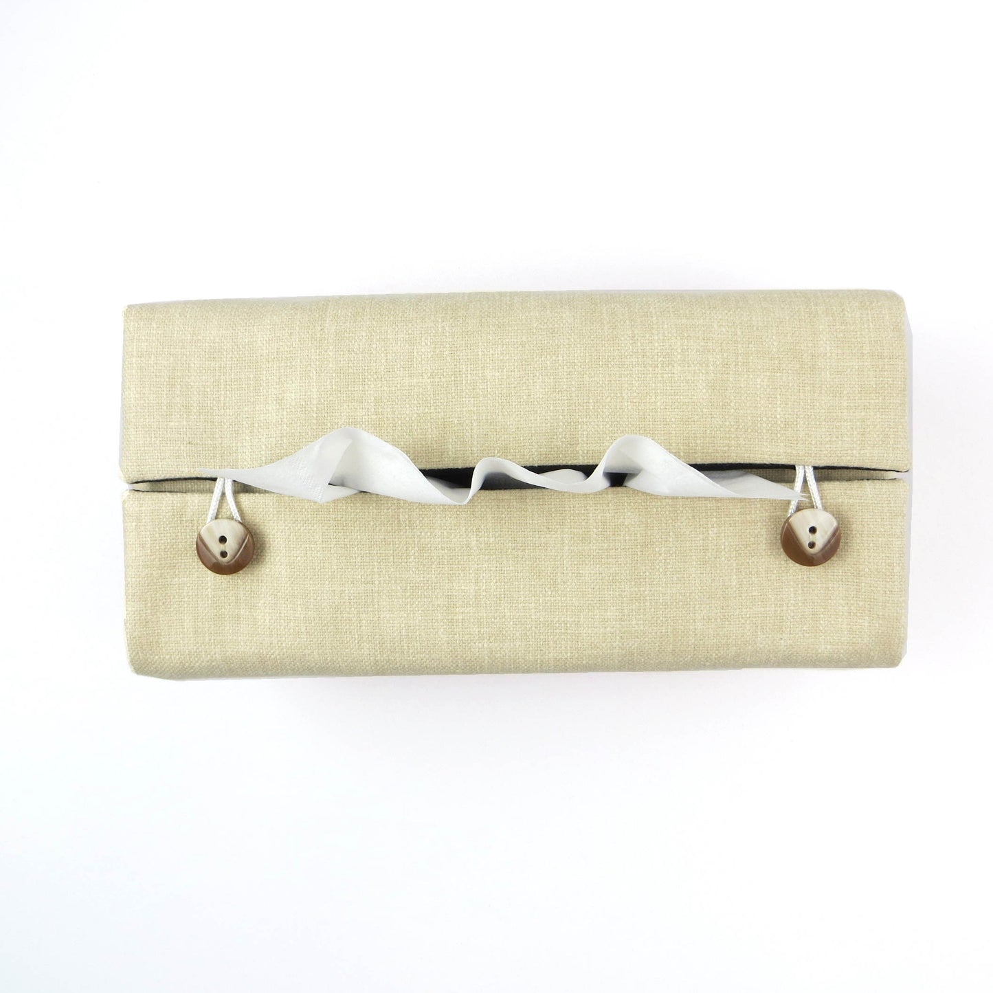 Rectangular Fabric Tissue Box Cover - Two Tone Sand and Orange