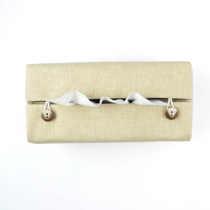 Rectangular Fabric Tissue Box Cover - Two Tone Sand and Orange