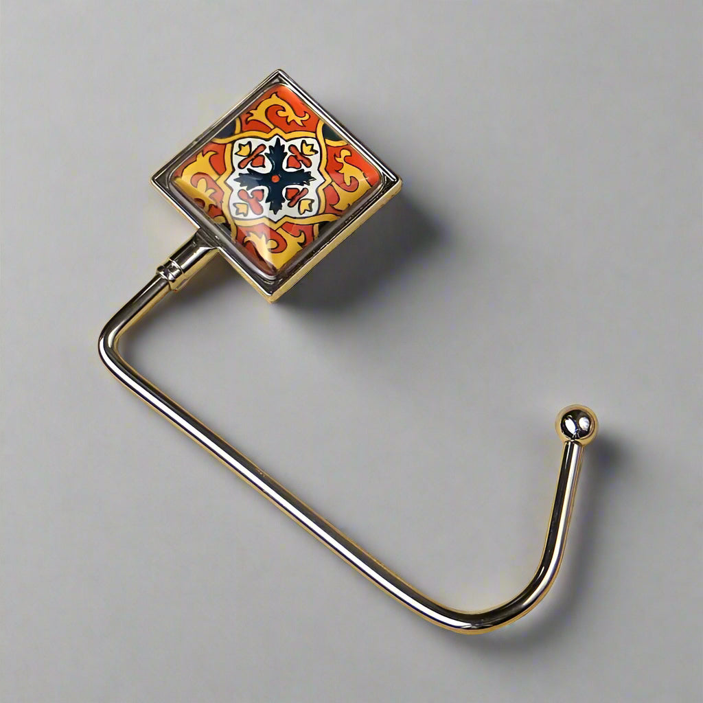 Handbag hook for hanging accessories on tables, ledges, and shelves