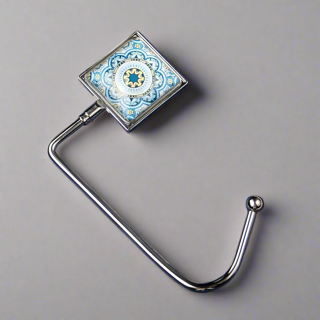 Handbag hook for hanging accessories on tables, ledges, and shelves