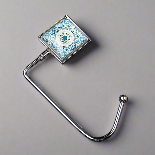 Handbag hook for hanging accessories on tables, ledges, and shelves