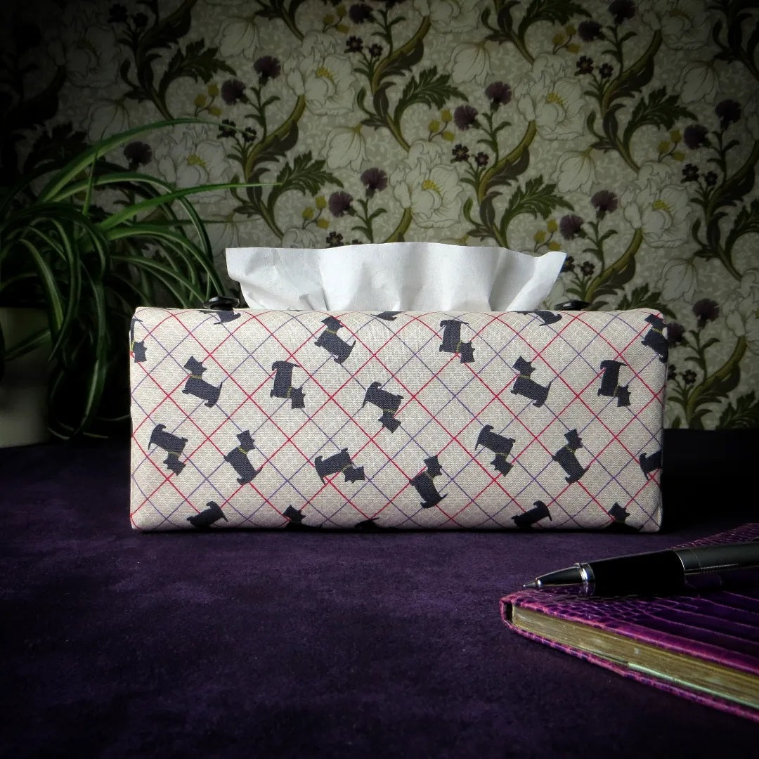 Rectangular Fabric Tissue Box Cover - Scottie Dogs