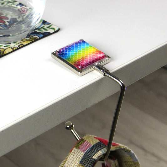 Handbag hook for hanging accessories on tables, ledges, and shelves